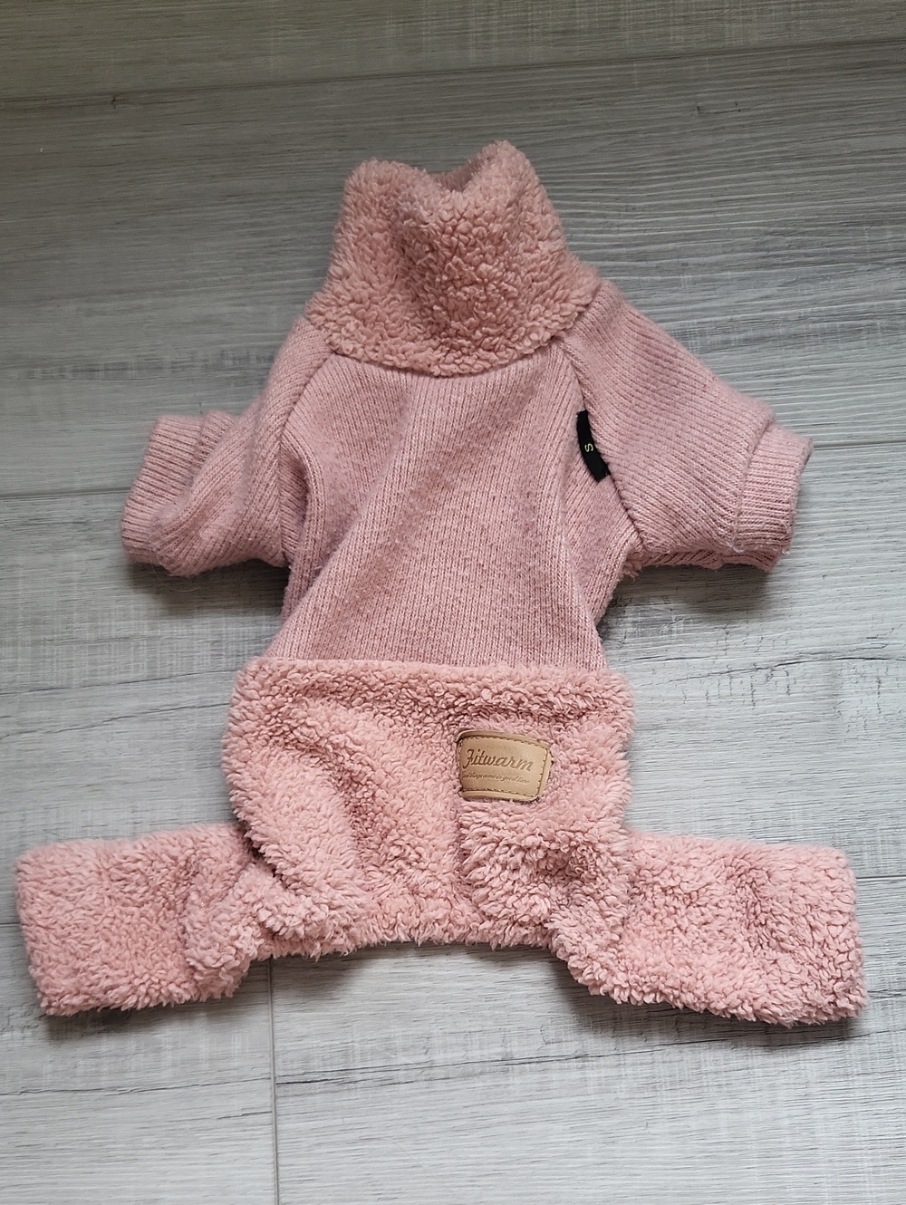 Warm Pink Fleece-Lined Dog One Piece Bodysuit